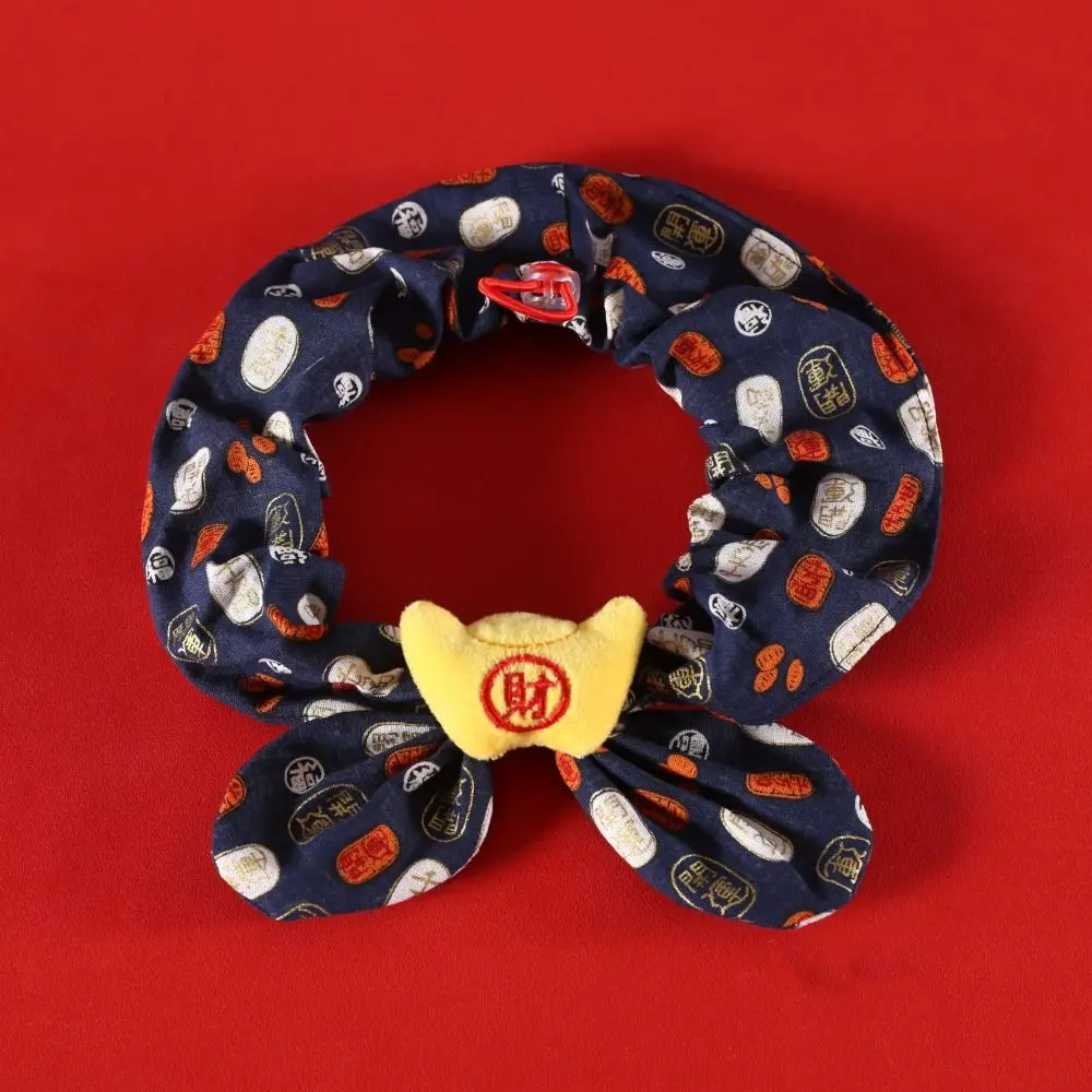 Chinese Style Pet New Year Scarf Collar Adjustable Handmade Dog Lion Dance Scarf Warm Blessing Pet Cat Tie Autumn Winter Season