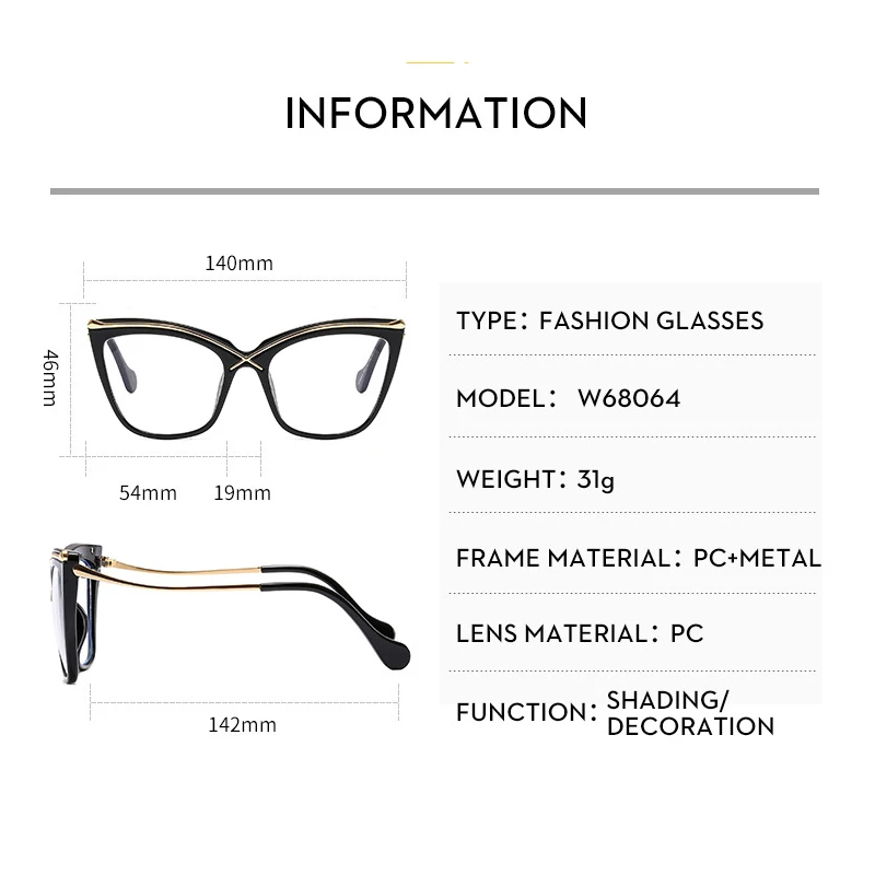 New Fashion Retro Designer Anti Blue Light occhiali da donna Metal Cat Eye Frame Brand Quality Trend Clear Reading Computer Eyeglass