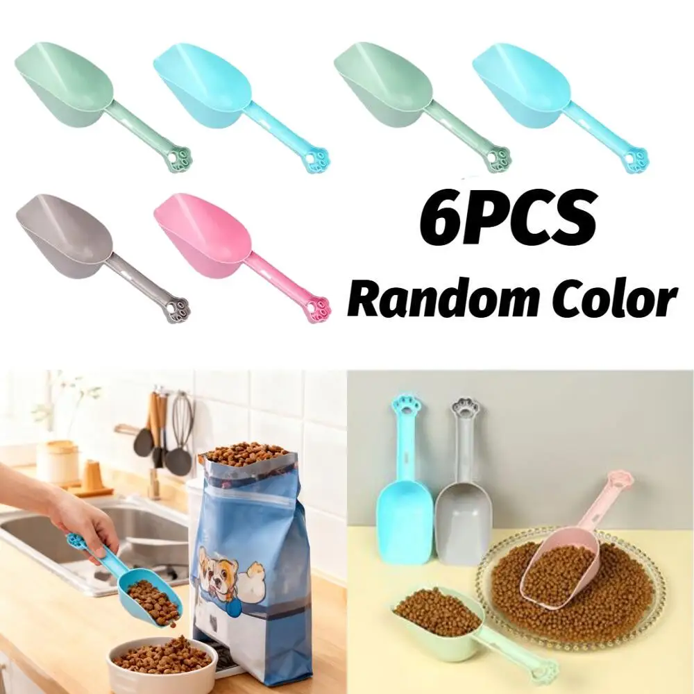 Paquete de 6 cucharas para comida de perros, hechas de plástico, diseño fácil de usar, mango ergonómico, adecuadas para perros, cachorros y gatos. (25.5×8.5×6.3CM, Color aleatorio, Tipo E)
