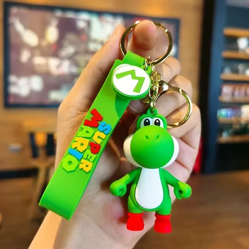 6pcs set Keychain Mario Bros Luigi Super Mario Toad Yoshi Bowser Action Figure Model PVC Cartoon Bag Doll Pendant Toys Gift