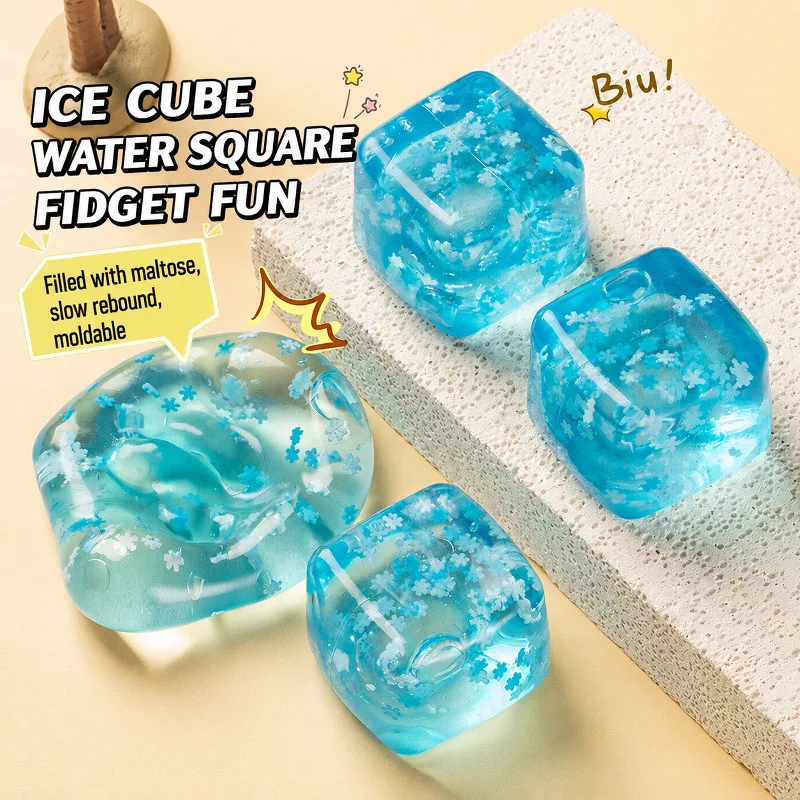 Squishy Snowflake Ice Cubes queezeable Stress Relief Squeeze Toy Hand Exercise Calming Tool Elastic Stretchable Squeeze