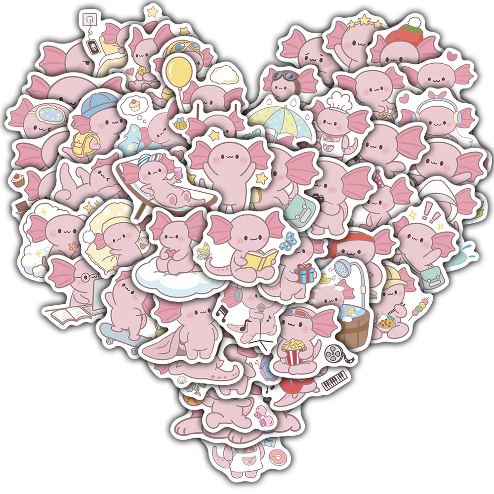 50PCS Cartoon Nette Salamander Graffiti Aufkleber Motorrad Ästhetik Scrapbooking Gitarre Koffer Karte Cartoon Telefon Aufkleber