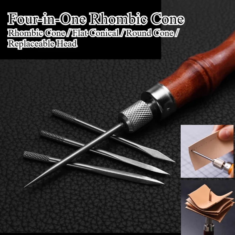 

Leather Four-in-One Rhombic Cone/Handmade Steering Wheel Leather Handicrafts Perforation Stitching Auxiliary Tools Rhombic Cone
