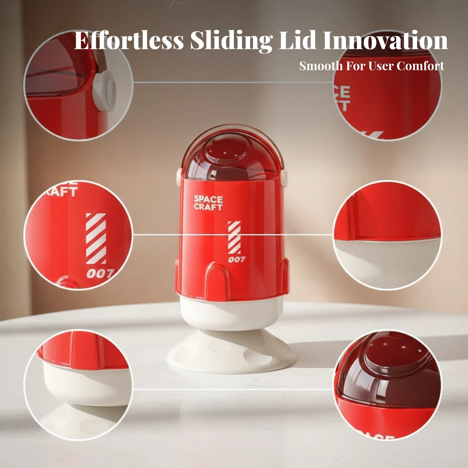Household Item Covered Trash Can Glossy Finish Inner Container Waste Bin Translucent Lid Cylindrical Trash Can for Bathroom