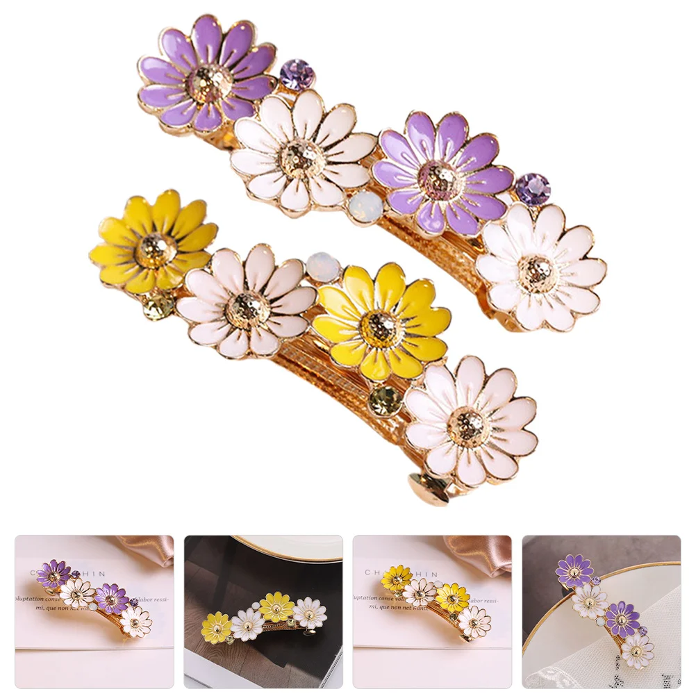 2 قطعة مقاطع الشعر الملونة زهرة تصميم المرأة دبابيس الشعر بسيطة رائعة لحفل الزفاف عيد ميلاد المواعدة حفلة موسيقية اكسسوارات الديكور