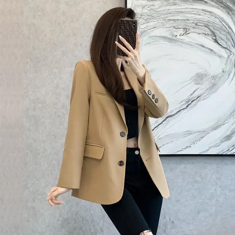 Imagem -03 - Blazer Longo de Alfaiataria Feminina Jaqueta Blazers Coreana Cabolsas Casuais Roupas de Alta Qualidade Última Moda Primavera 2023