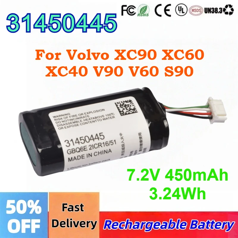 

8.0V 450mAh BP15 VCM Replacement Battery For Volvo On Call XC90 XC60 XC40 V90 V60 S90 VCM Gateway 31450445 GBQ6E P0839AREV.J