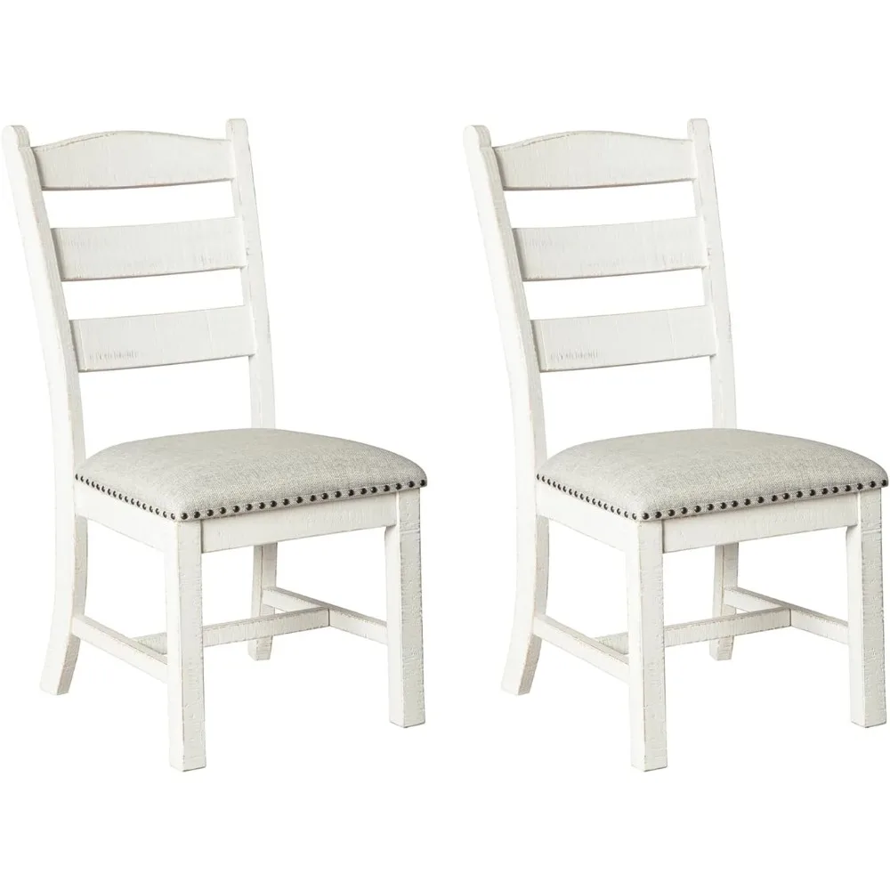 

Valebeck Vintage Farmhouse Cushioned Dining Chair, 2 Count, Whitewash 19.5" W x 21.88" D x 39" H