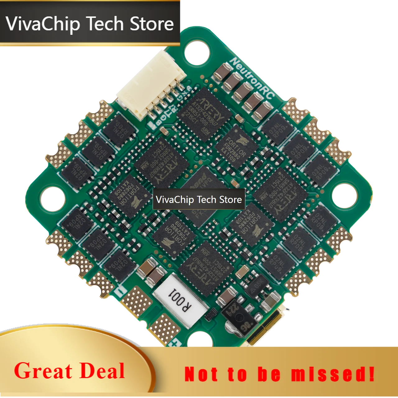 VivaChip TechNeutronrc AT32F435 Mini AIO, 32 Bit Am32 Esc,board Flight Controller With 25.5*25.5mm Mounting