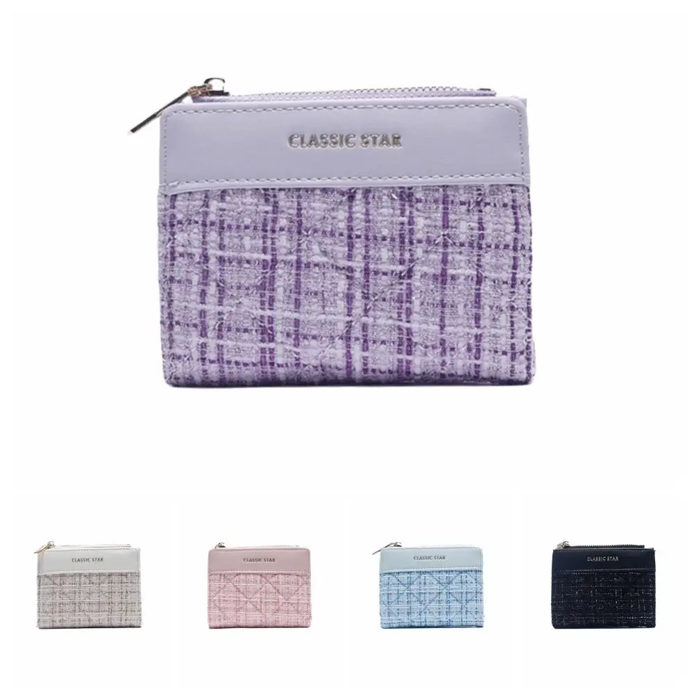 Dompet Pendek Wanita Warna-warni Portabel Dompet Pendek Ritsleting Tempat Kartu Kulit PU Elegan Ultra Tipis Dompet Koin Minimalis Perjalanan