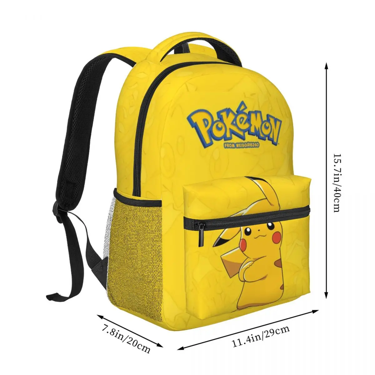 Pokemon Nieuwe Modieuze Patroon Schooltas Print Lichtgewicht Rugzak 17Inch