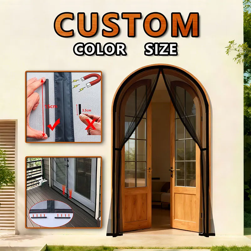 tymf-arched-door-screen-window-mosquito-net-magnetic-curved-round-custom-size-black-white-fly-insect-mesh-invisible-fiberglass