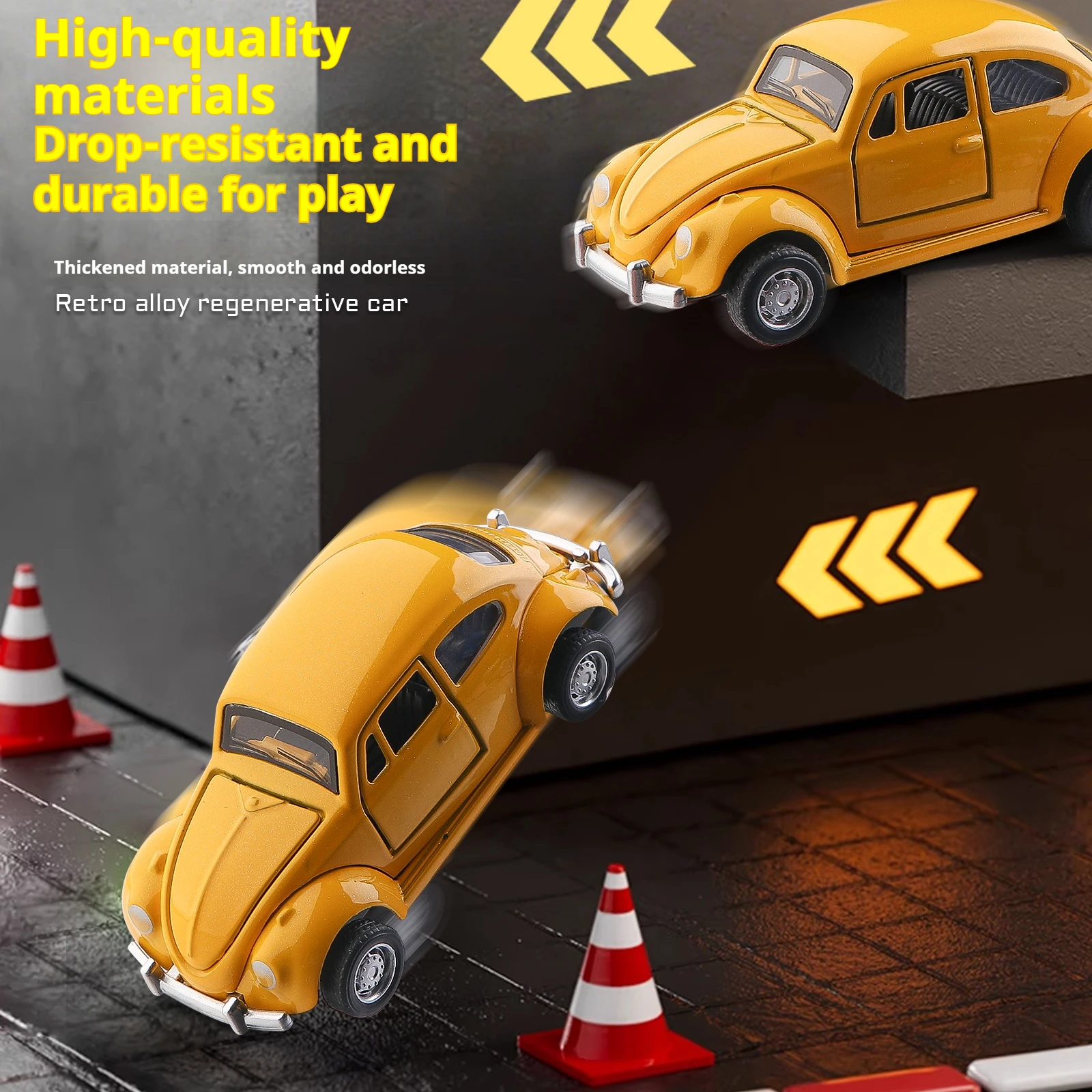 Classic Beetle mini alloy car pull-back drive car model, three doors can be opened 1:60 scale, gifts for boys adults and kids