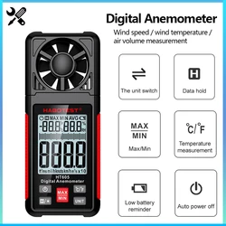 HT605 Digital Anemometer Portable Wind Speed Meter Air Velocity Gauge Windmeter LCD Backlight Display Temperature Humidity Meter