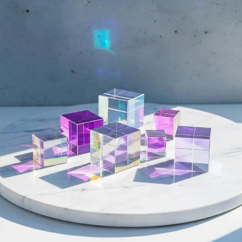 Mini K9 Crystal Prism Cube Optical Glass RGB Dispersion Prism X-Cube For Physics Teaching Art Decor Jewelry Making Craft DIY