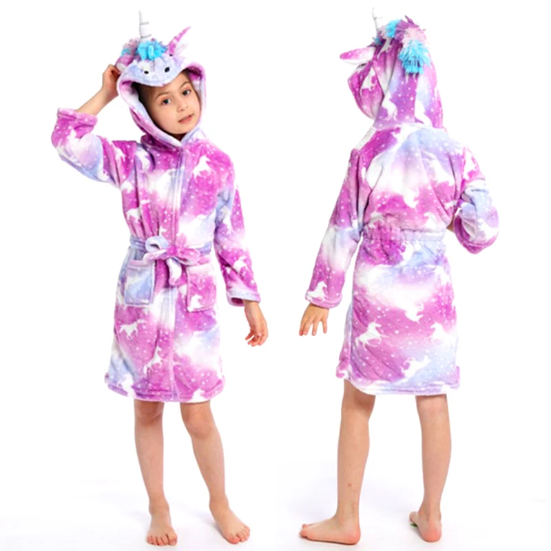 Kids Bathrobe for Girl Children Clothing Girl Flannel Bath Robe Clothes Boy Stitch Cartoon Night Robe Kids Pajamas For Girl