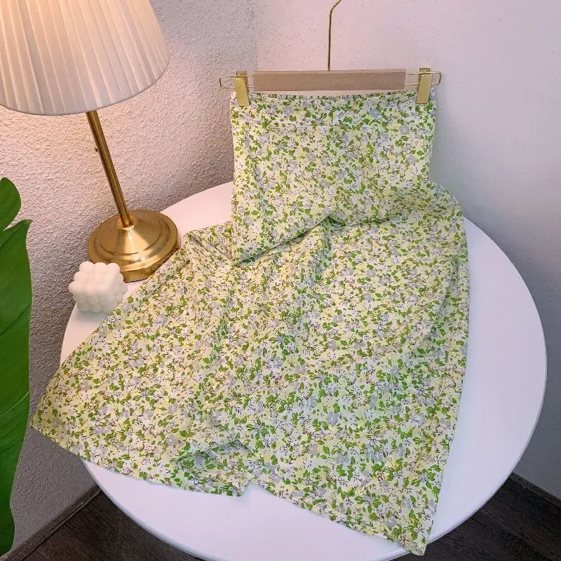 تنورة Street Sle متوسطة الخصر على شكل حرف A للنساء بطبعة زهور متوسطة الطول وتنورة للجسم مجموعة صيفية للسيدات... #1