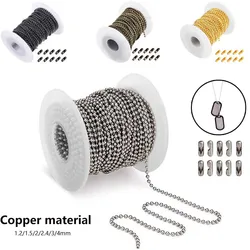 1.2/1.5/2/2.4/3/4mm Golden/Black/Bronze/silvery Color Metal Ball Bead Chains For DIY Necklaces Findings Accessories connectors