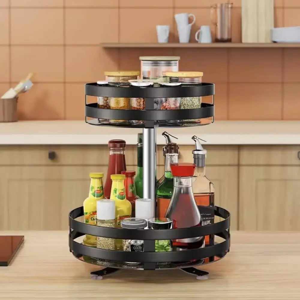 Multifonctionnel 360 °   Boîte de rangement rotative, gain de place, antidérapante, pour comptoir de cuisine, vaisselle, cosmétiques, épices