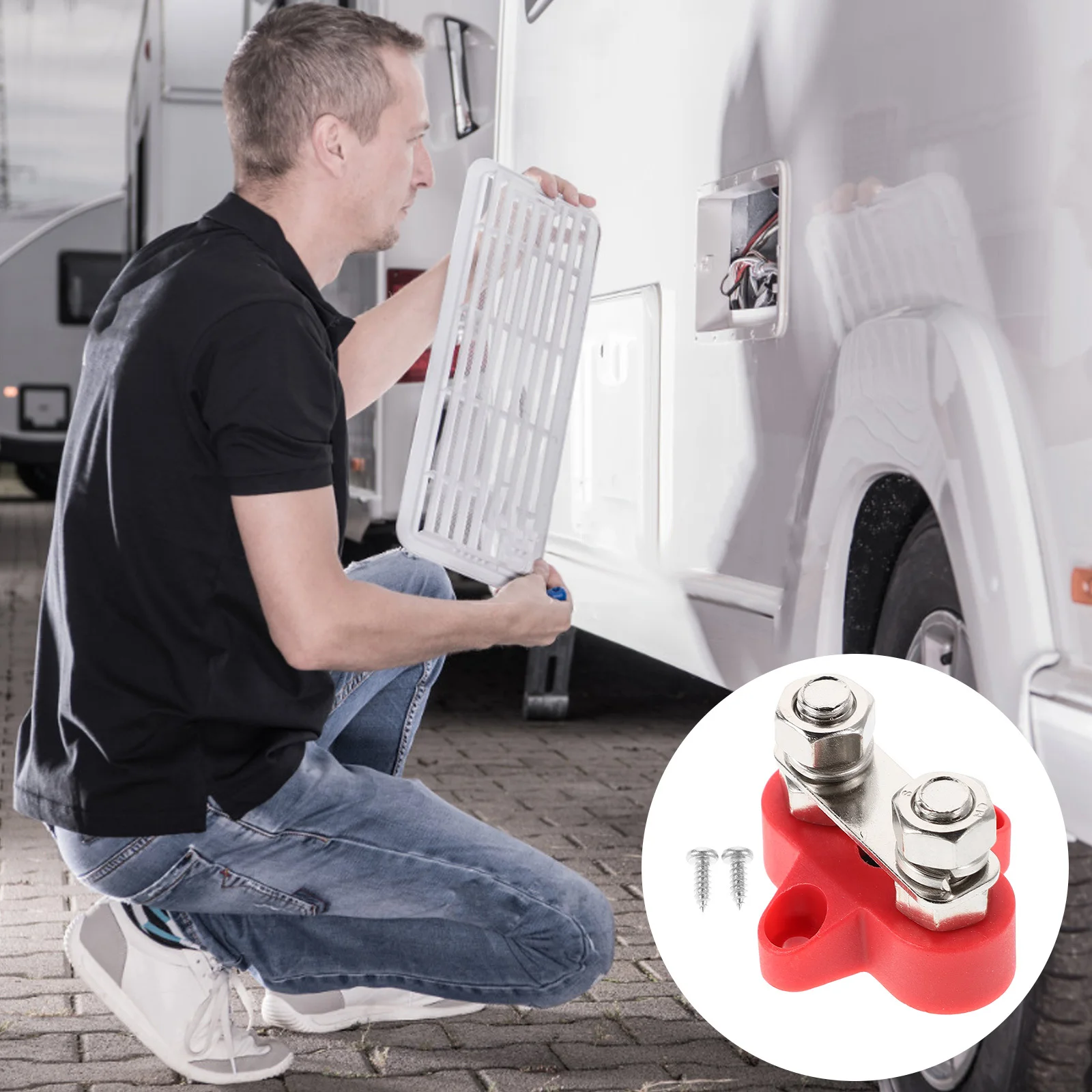 

1 set 1 Set 48V Heavy Duty Dual Studs Terminal Block For Cars Trucks Rvs Marine Durable Metal Power Distribution Bus Bar