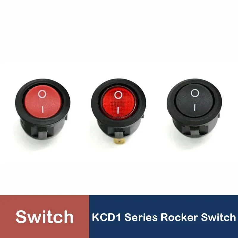 1/5/10PCS 23MM KCD1 Round Rocker Switch 2/3Pin ON-OFF-ON 6A/250VAC 10A/125VAC SPST LED Car Push Button