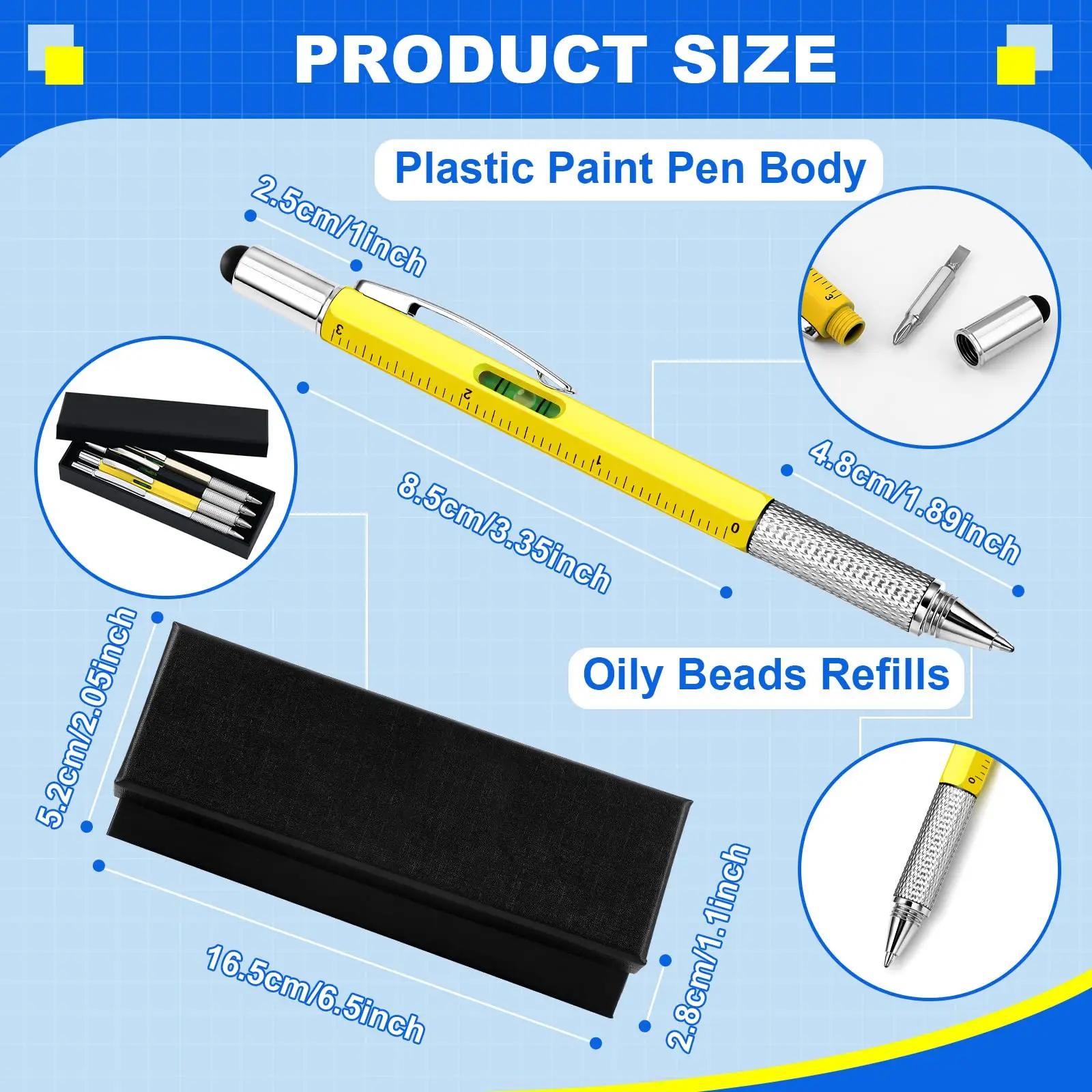 Imagem -05 - Toque Esferográfica Caneta Stylus com Régua de Nível de Espírito Ferramenta Chave de Fenda Material Escolar Escritório Ferramenta Mão 24 Peças em