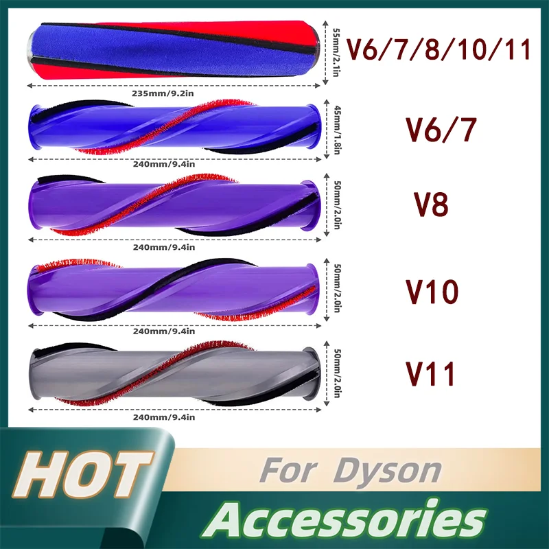 Compatible For Dyson V6/7 V8 V10 V11 Vacuum Cleaner Soft Roller Brush Carpet Brushroll Bar Spare Part Replacement Accessories
