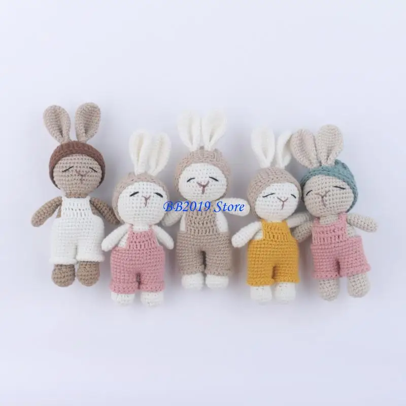 

Q0KB Rabbit Rattle Handmade Toy for Children Appease Sleeping Photography Toy