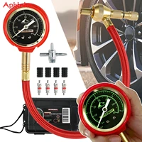 Tapas de vástago de válvula de desinflado de neumáticos, medidor de presión de neumáticos con esfera brillante de doble escala de 60 PSI para Jeep, motocicleta, ATV, camiones, accesorios todoterreno