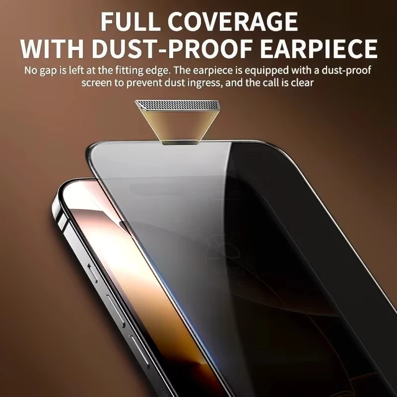 1-4 Piezas Vidrio Templado de Privacidad para iPhone 17 Pro Max 16 15 14 Pro 13 12 11 XR 16 Plus Instalación Fácil Protector de Pantalla Caja Sin Polvo 3