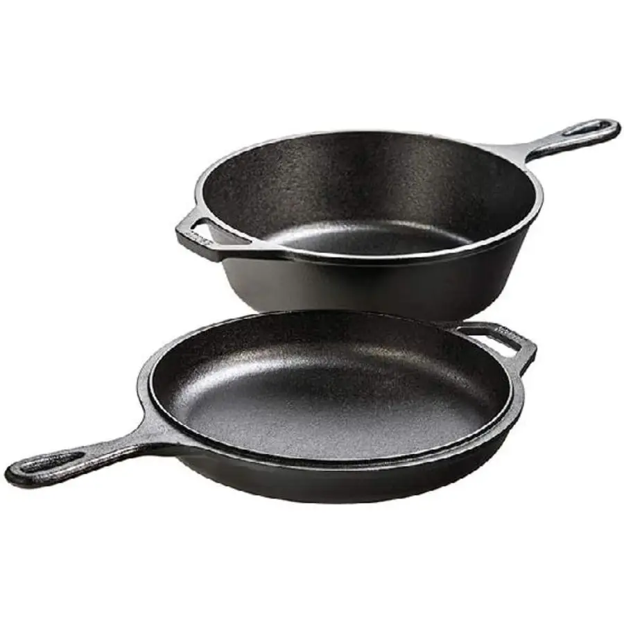 

Cast Iron Combo Cooker PFASFree 2in1 3.2 Quart Deep Pot and 10.25 Inch Skillet Set Dutch Oven with Skillet Lid for Sourdough, Fr