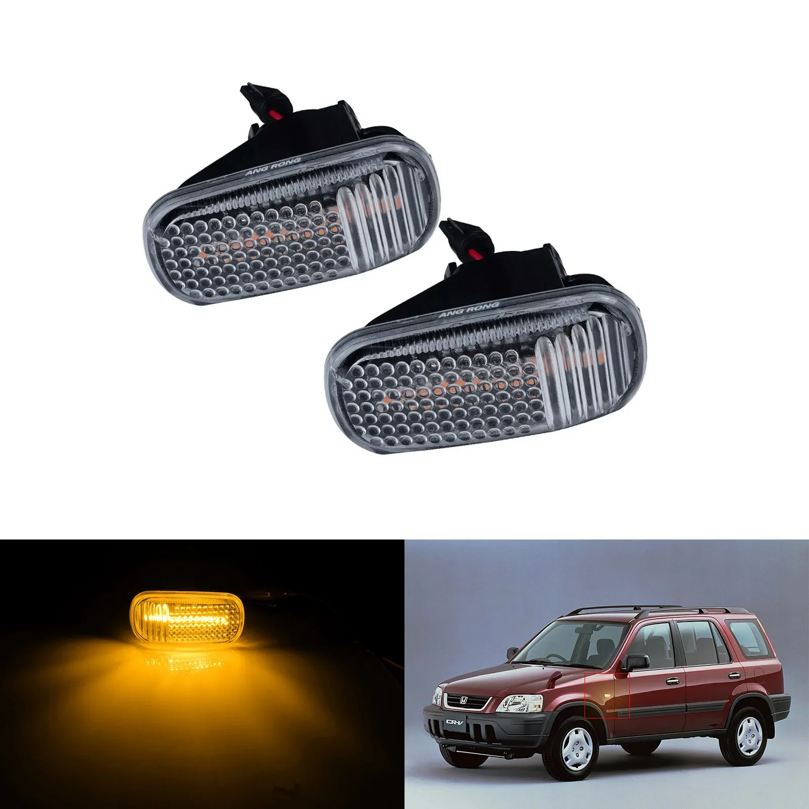 

Clear Lens Side Marker Repeater Turn Signal Amber LED Light For Honda Civic Integra Jazz Acura RSX