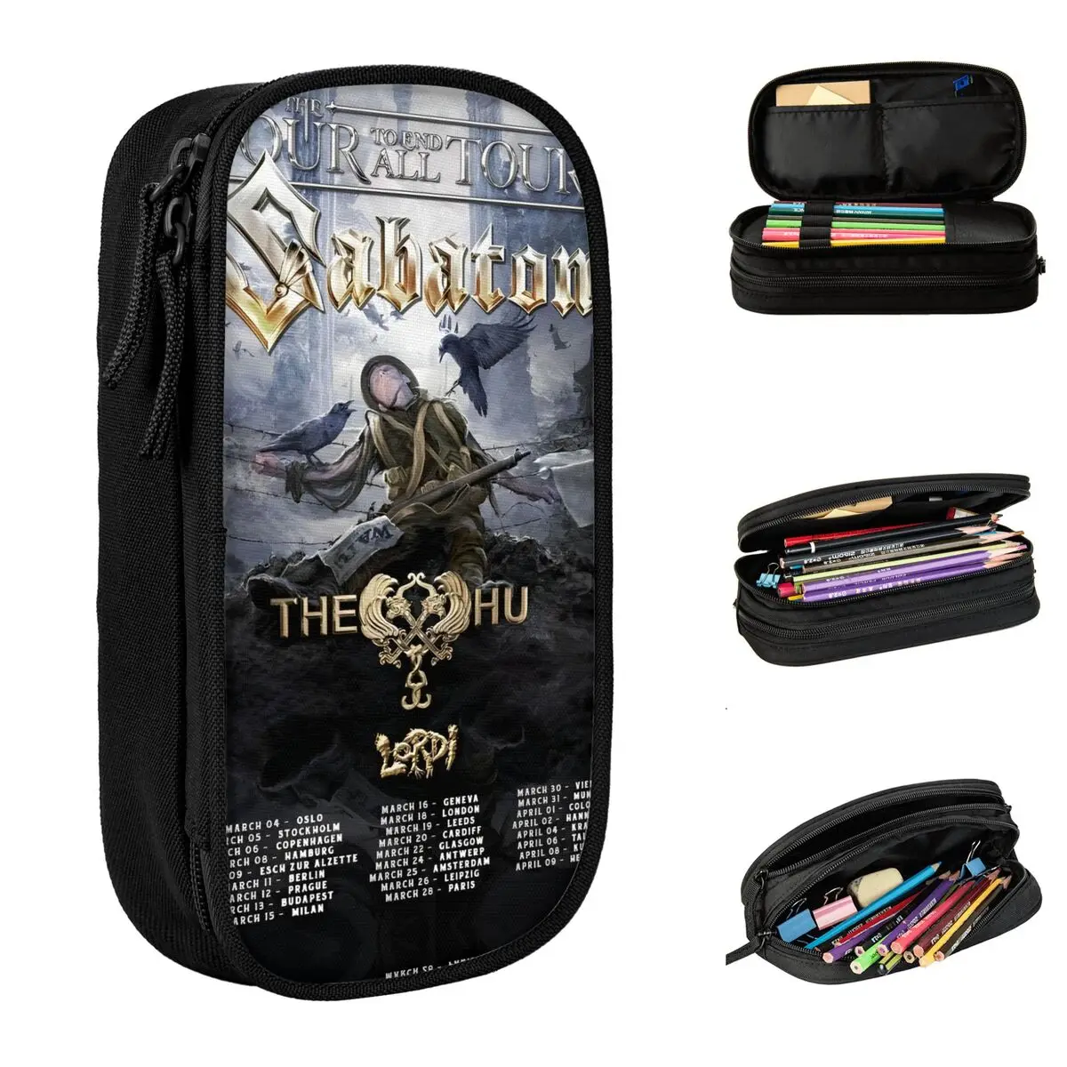 

Large Capacity Pencil Pouch Black Sabbaths The War To End All Wars Merch Double Layer Pencil Bag Girl Make Up Bag Suprise Gift
