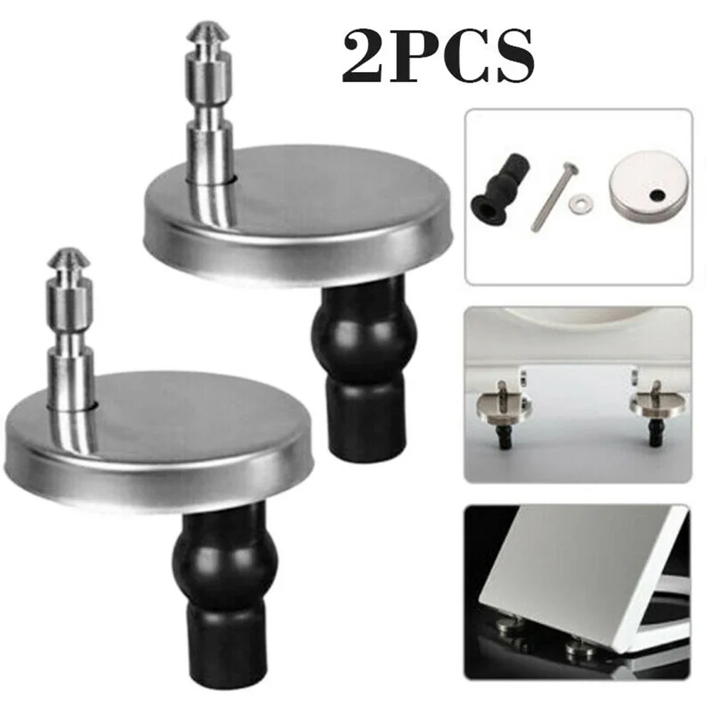 2pc Toilet Lid Top Fixing Hinge Stainless Steel Toilet Seat Heavy Duty Hinge Soft Release Quick Release Replacement Parts