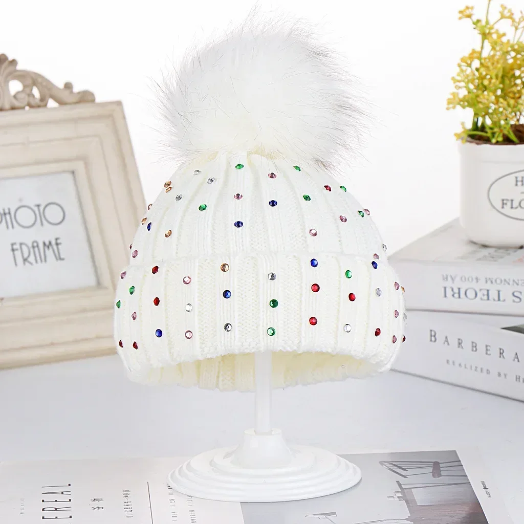 Gorro tejido con pompón grande para bebé, gorro bonito con bola de pelo para recién nacidos, gorro para niños y niñas, gorro de Color sólido para niños, gorros