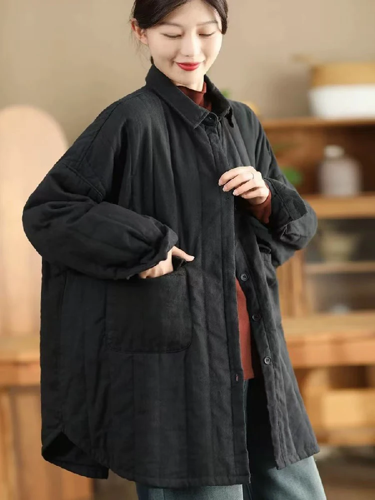 Max LuLu Quilted Thicken Winter Ladies Jeackets Warm Vintage Classic Luxury Oversized Coats Loose Leisure Cotton Fashion Parkas