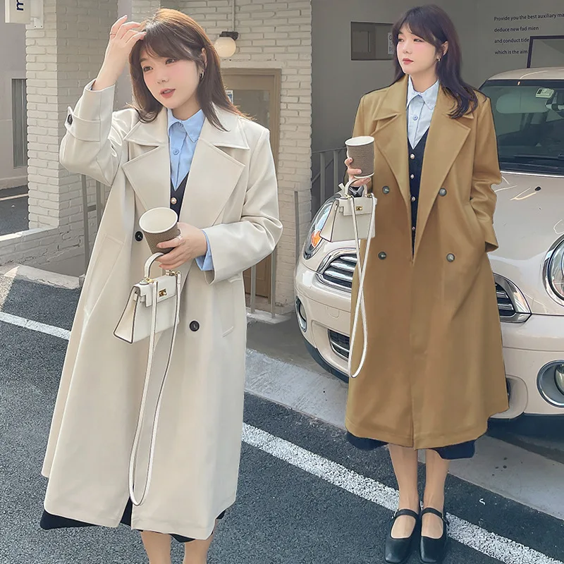 women's 2024 medium long loose double breasted double-sided wool coat coat for women