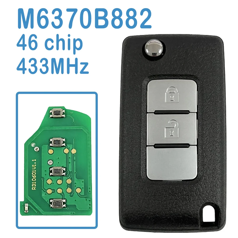 

M6370B882 Auto Remote 433MHz ID46 Chip 2 Buttons Replace Flip Car Key For Mitsubishi Pajero 2015-2021