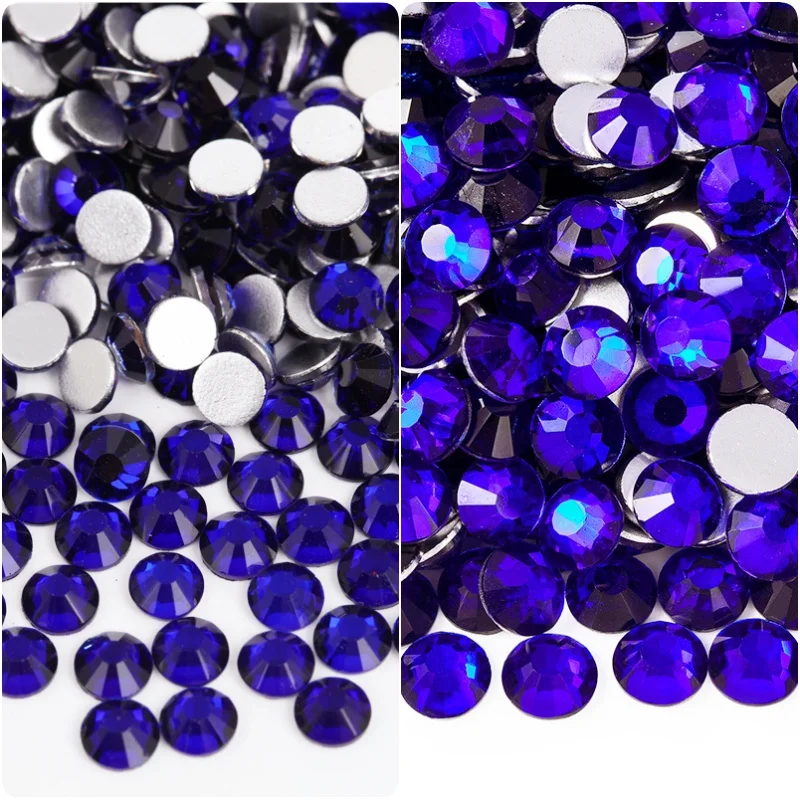 1440PCS SS4-30 Royal Blue Glass Nail Art Decorations Non Hotfix Flat Back Rhinestones Stones Crystals Strass DIY Garment