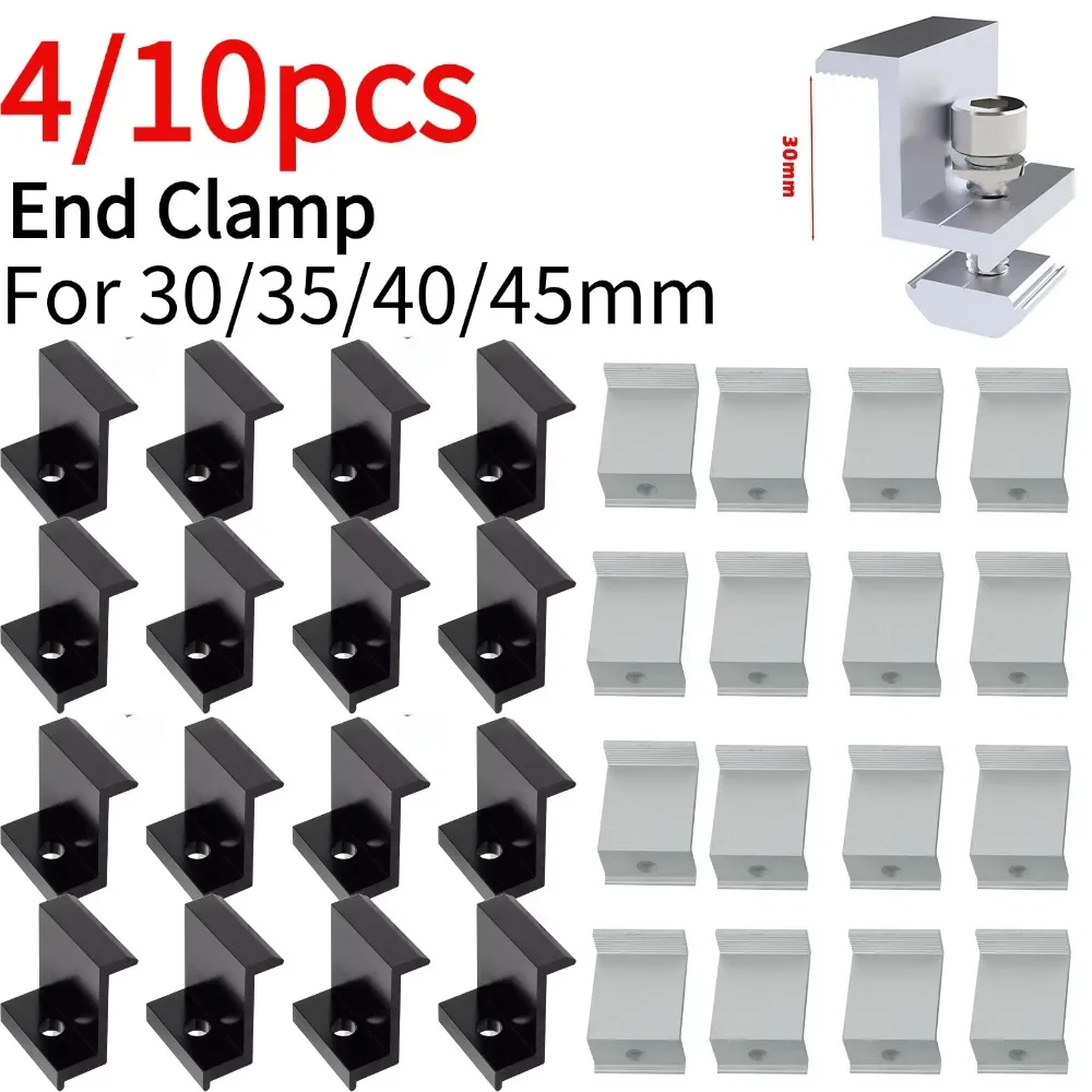 4/10Pcs Solar Middle Clamp PV For 30-45mm Frame Height  Aluminum Photovoltaic Bracket Solar Panel Accessories Corrosion Resist