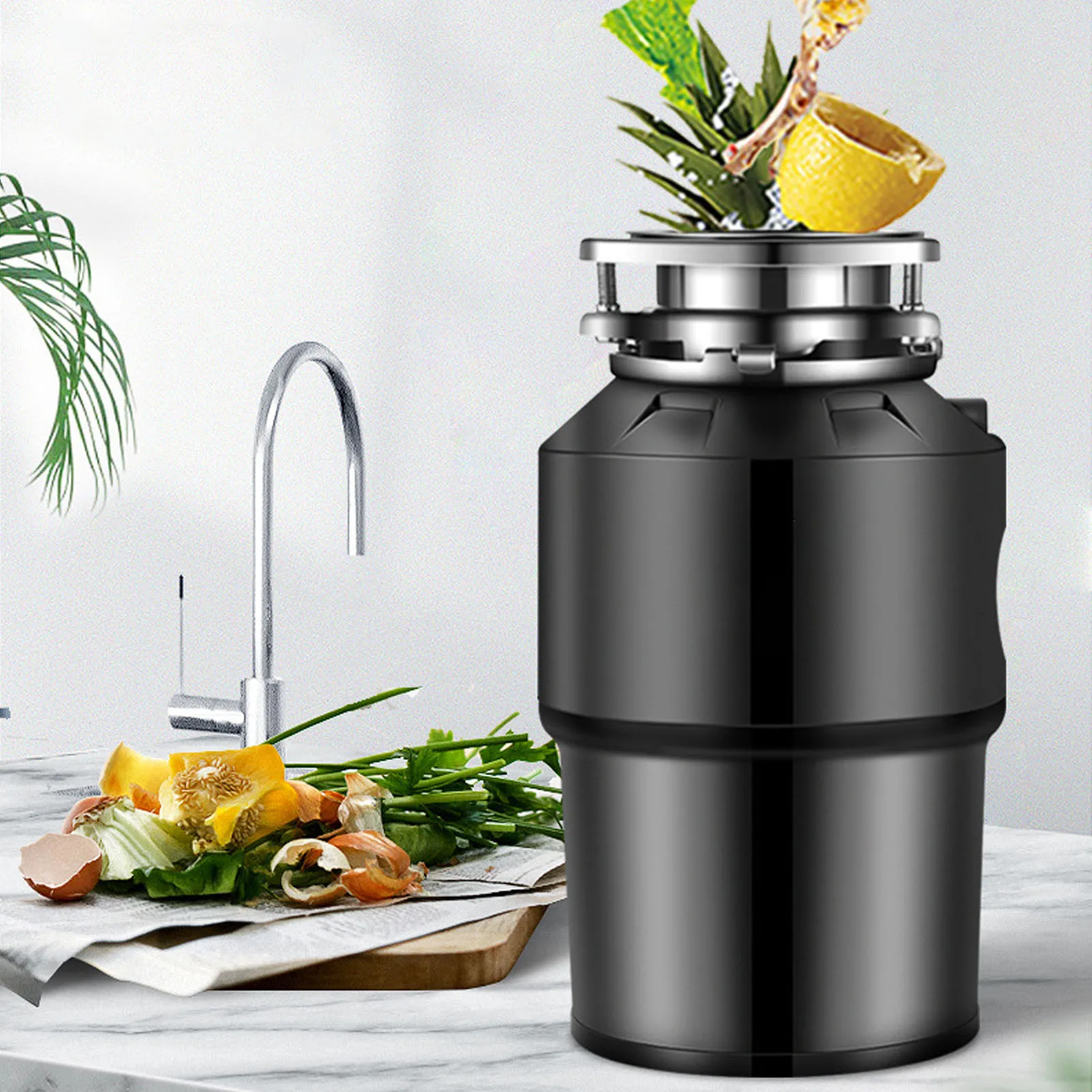 Kitchen Garbage Disposal 630W Continuous Feed 2800RPM Quiet Operation Food Waste Disposer Grinding System EU Plug 250V