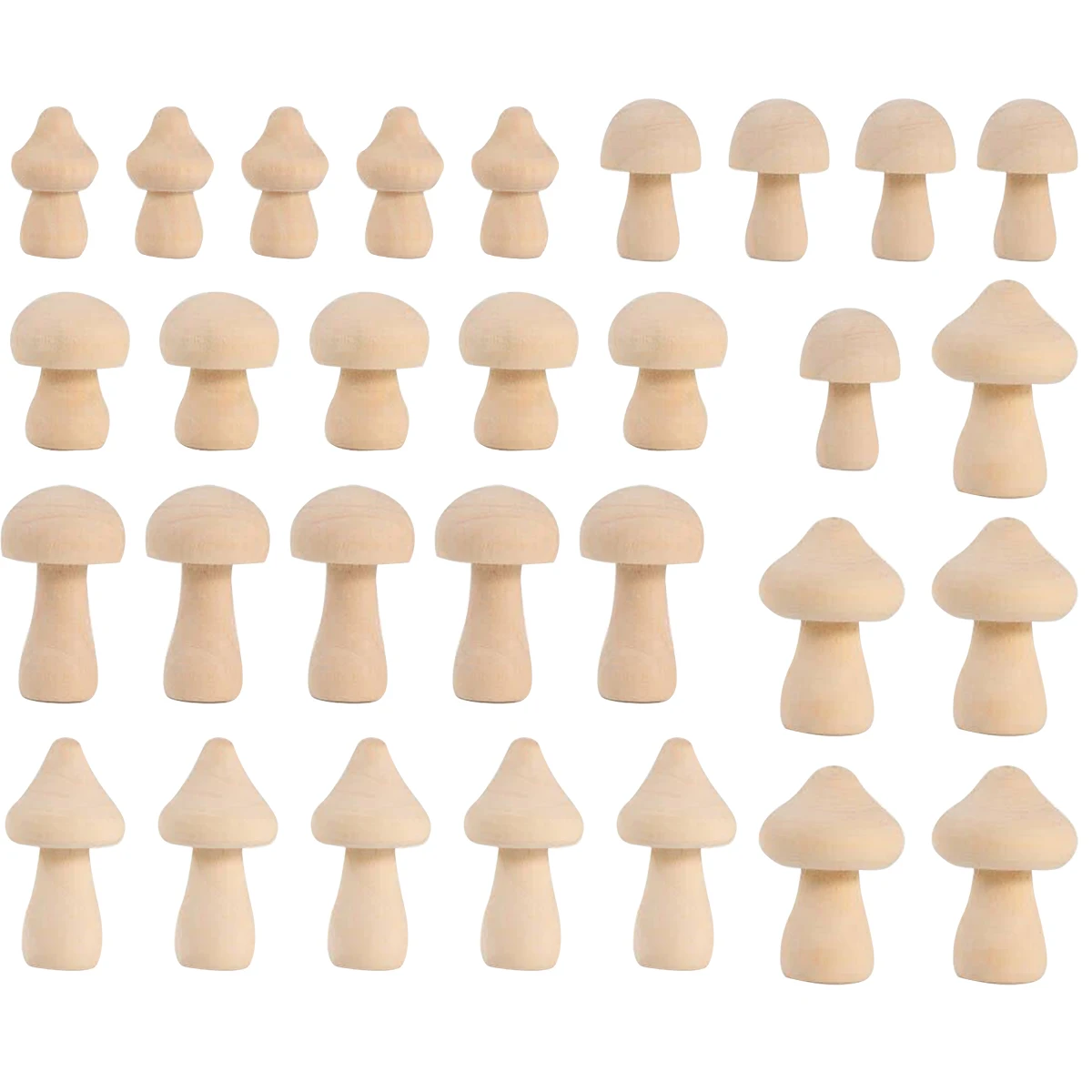 30pcs Unfinished Wooden Mushroom Natural Wood Mushroom DIY Crafts Painting Graffiti Peg Dolls Ornament Handmade Kids Toy Decor