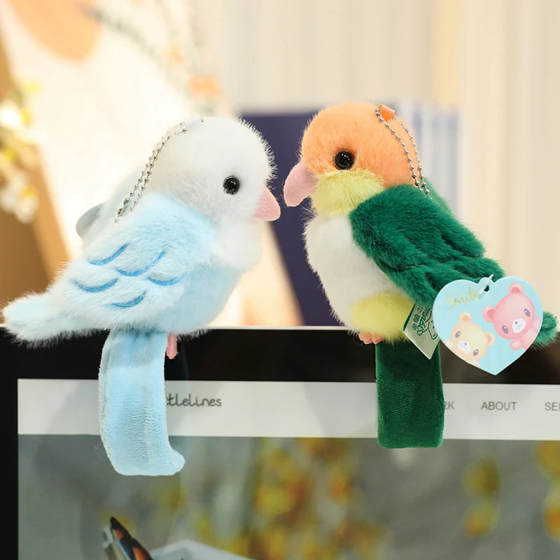 11 cm levensechte papegaai pluche papa cirkel hanger speelgoed schattige knuffeldier vogel armband speelgoed pop zachte cartoon mooie verjaardagscadeau