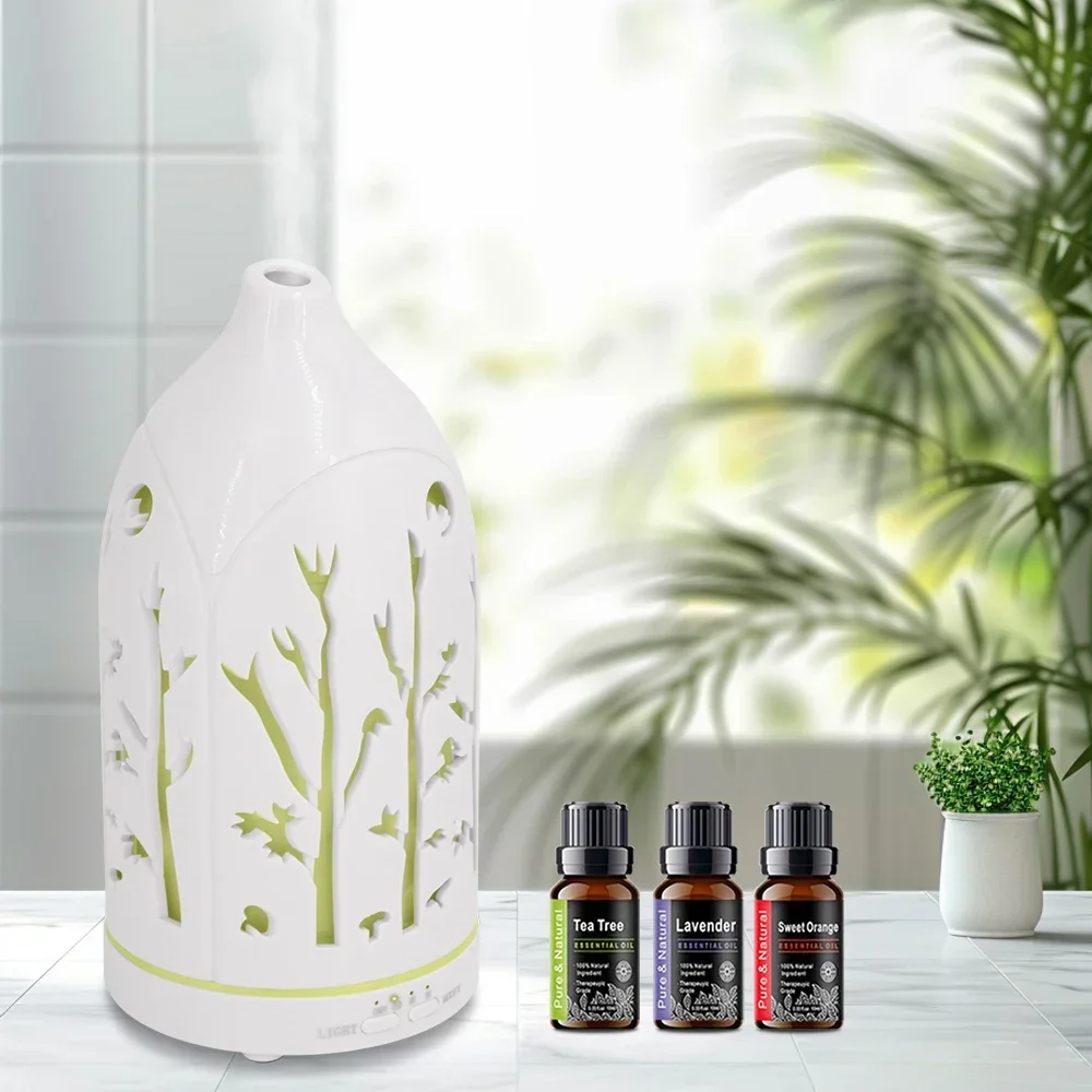 

7-цветный светодиодный диффузор для ароматерапии, успокаивающий диффузор эфирного масла с автоматическим отключением, сверхтихий дизайн, 3 масла, идеально подходящие для Ho