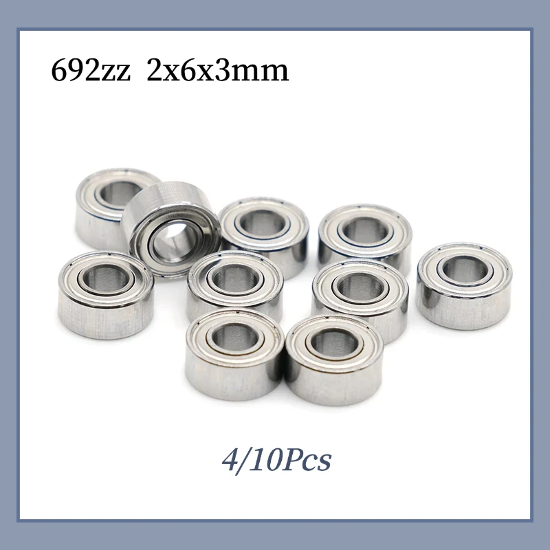 4/10Pcs 692ZZ Mini Deep Groove Ball Bearings 2×6×3mm Double ZZ Metal Shield Chrome Steel Tiny Miniature Bearings