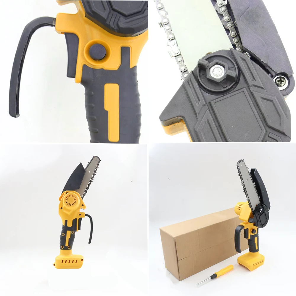 Mini Chainsaw 6InCordless Woodworking Handheld Garden Electric Saw Cutting Power Tool Fit Makita/Dewalt/Milwaukee 18V Battery