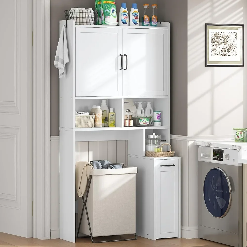 Compact Over-the-Toilet Storage Unit with Adjustable Shelf and Open Storage for Bathroom Efficiency
