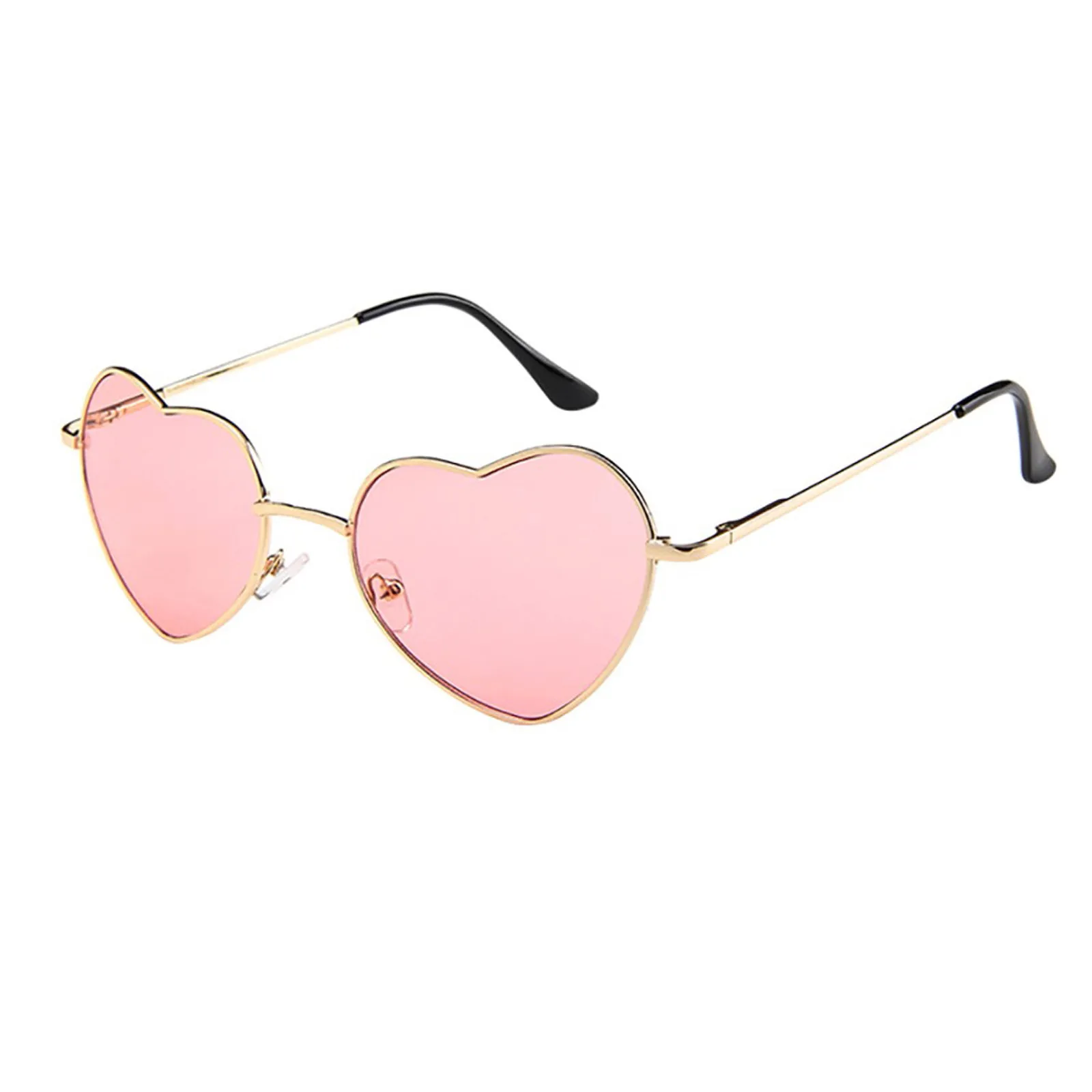 Lunettes de soleil en forme de cœur solide à monture dorée pour hommes et femmes, monture en métal, lunettes d'amour