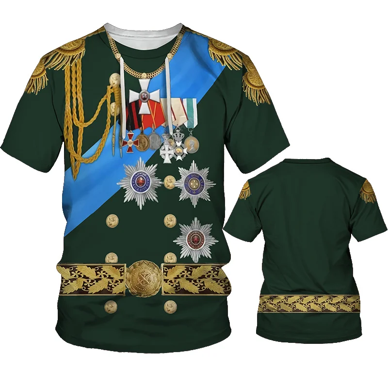 Captain General Uniform T Shirts Men Cool Designs 3D Print T-shirt Womens Clothing Streetwear Cosplay Tops Funny Kids Tee Shirts