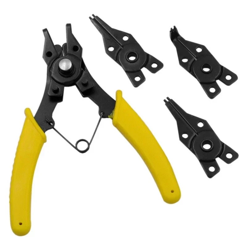 4 In 1 Circlip Pliers Set Snap Ring Pliers Multi Crimp Removable Plier Head Retaining Circlip Pliers Hand Tools